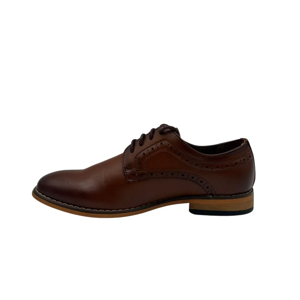Stacy Adams‎ Youth Boys Dickens Oxford Dress Shoes Size 2-4 Brown Cognac Lace Up